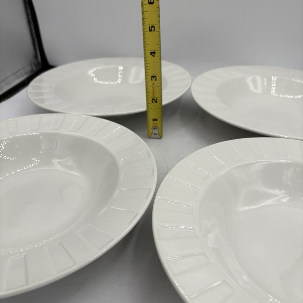 Oneida Symphony Bowls Wide Rimmed Soup Salad White 9"‎ Stoneware Lot Set of 4 - Picture 3 of 13
